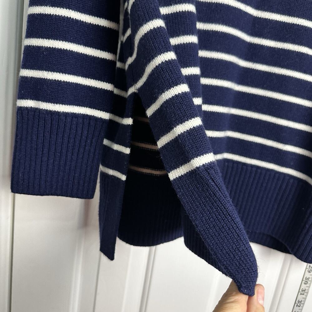Lauren Ralph Lauren Navy White Striped Sweater Large Mock Neck Preppy Coastal - Picture 12 of 12